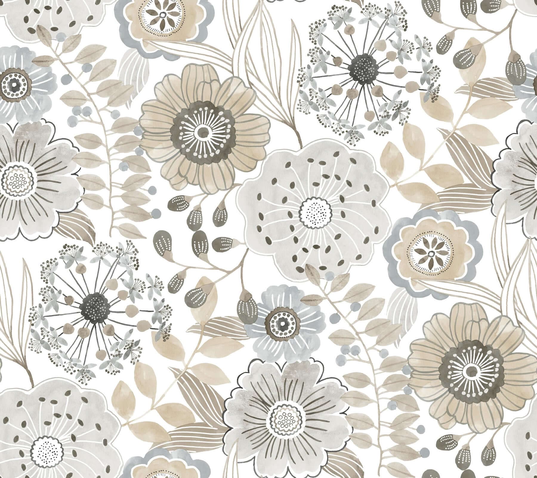 Artistic Bouquet Wallpaper- Neutral
