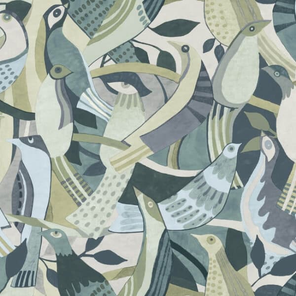 Fauvist Flock Wallpaper- Green