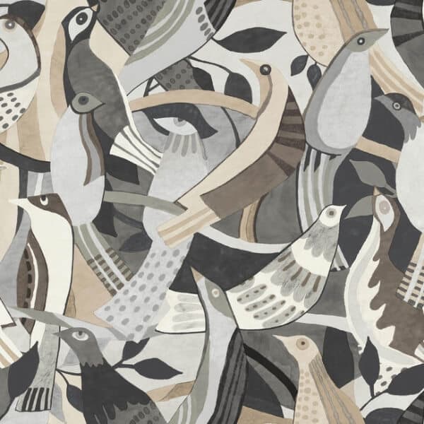 Fauvist Flock Wallpaper- Neutral