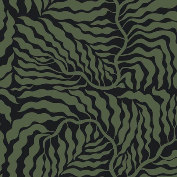 Fern Fronds Wallpaper- Black/Green