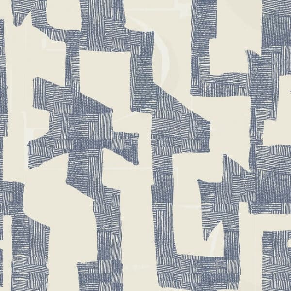 Nikki Chu Modern Tribal Wallpaper- Almond/Navy