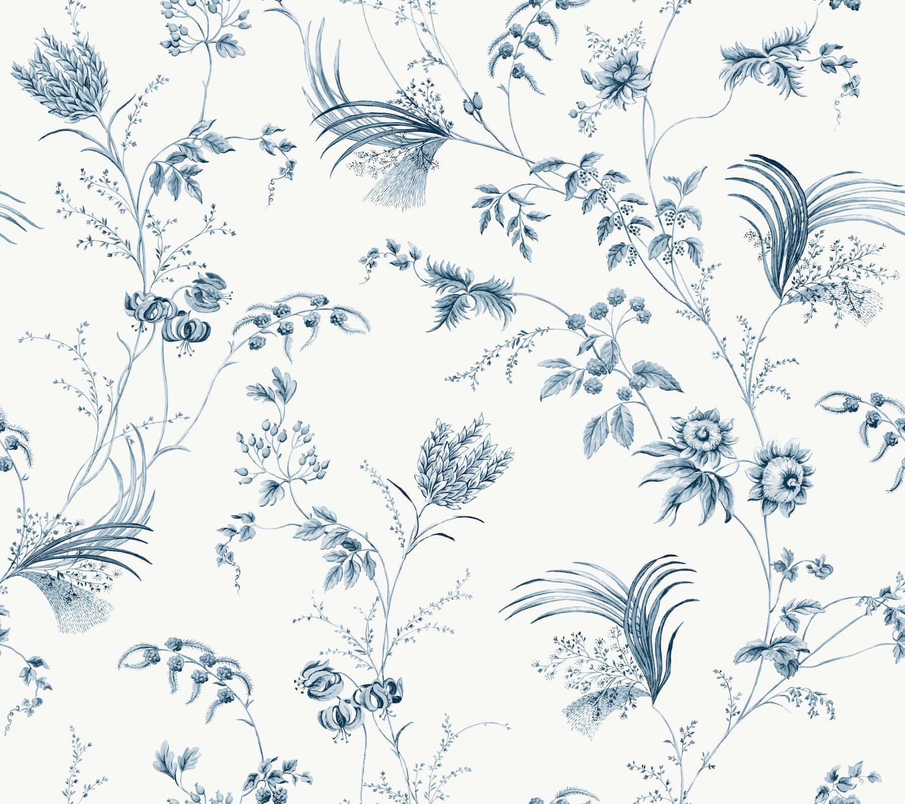 Floral Lace Wallpaper- Navy