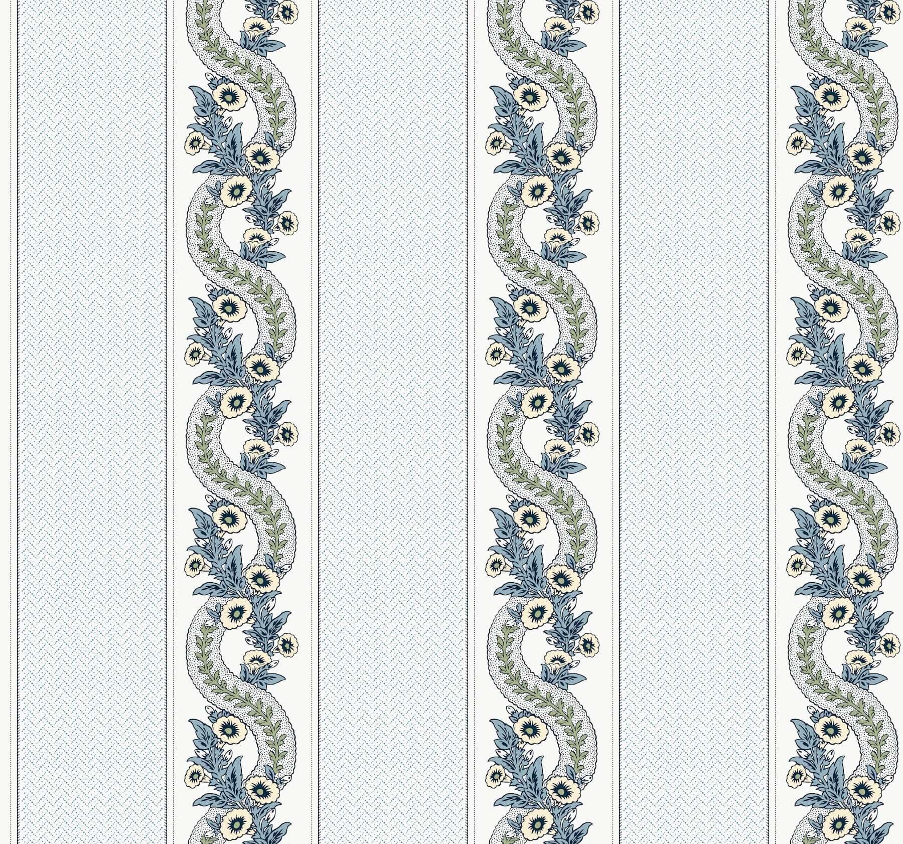 Abbey's Garland Wallpaper- Aqua