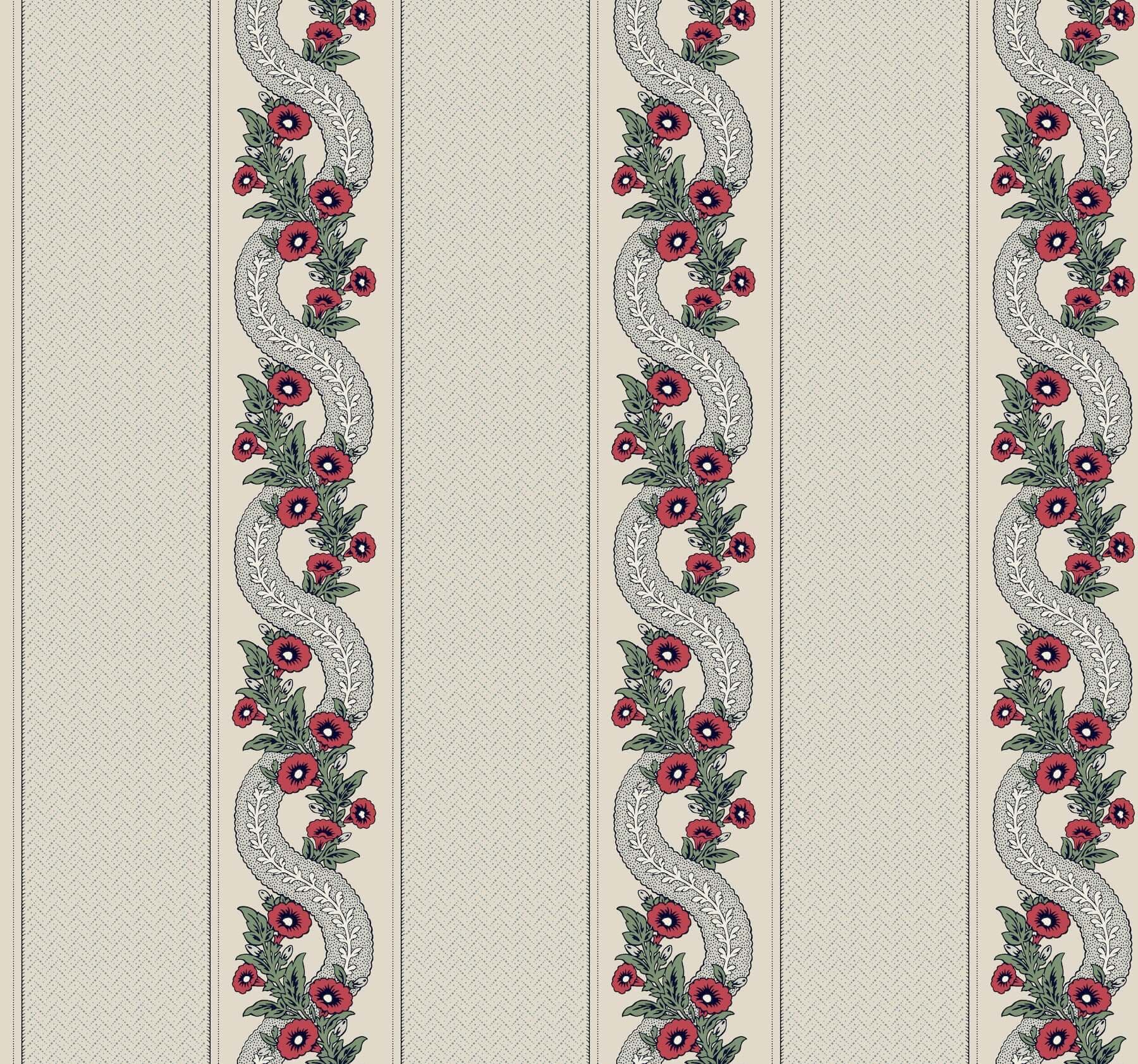 Abbey's Garland Wallpaper- Ruby