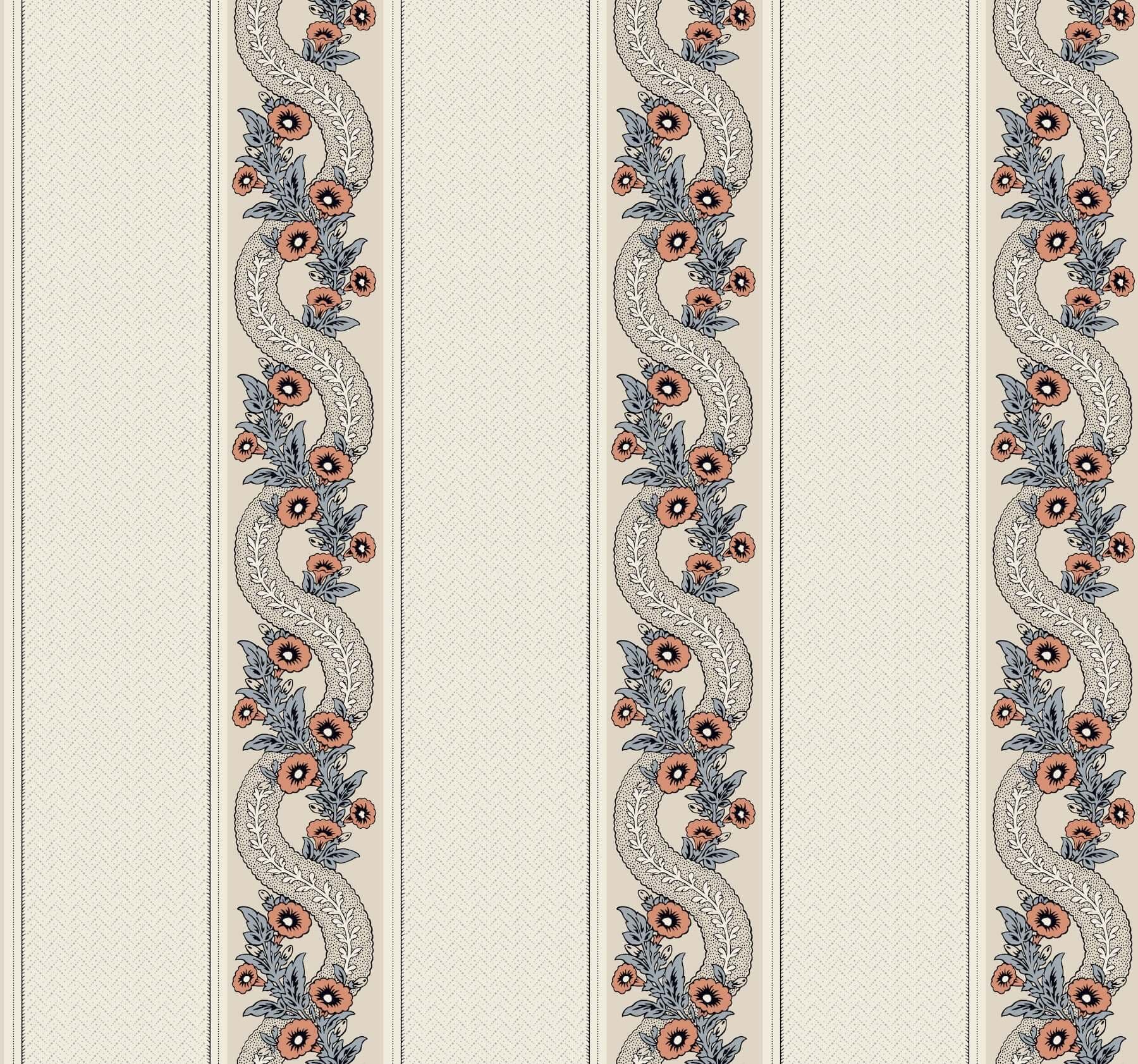 Abbey's Garland Wallpaper- Coral