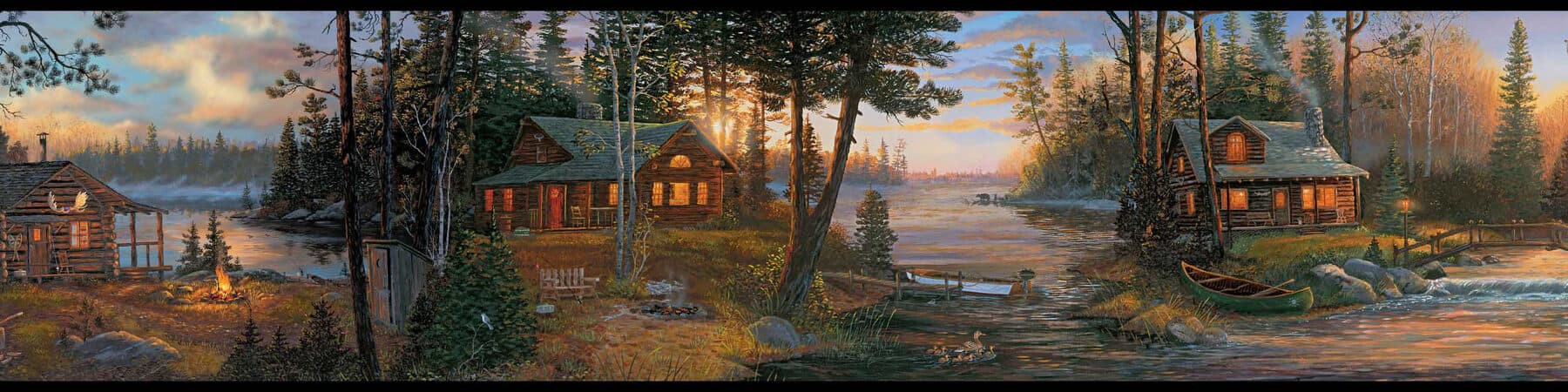 Cabin Fever Wallpaper Black & Brown Border