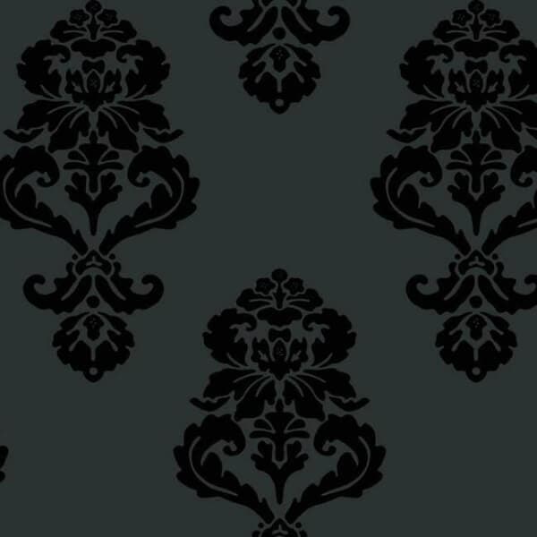 Graphic Damask Wallpaper- Black/Lacquer