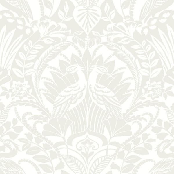 Egret Damask Wallpaper- Neutral/White