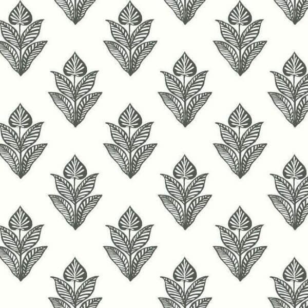 Lotus Motif Wallpaper- Soft Black/White