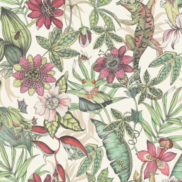 Rainforest Wallpaper- White/Soft Multi