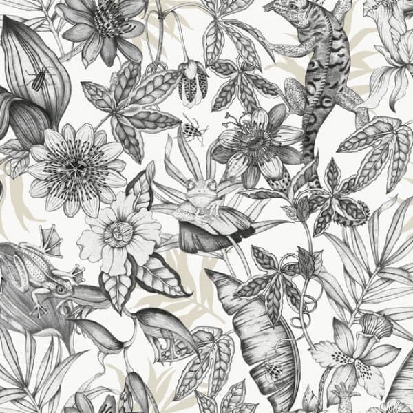 Rainforest Wallpaper- White/Charcoal