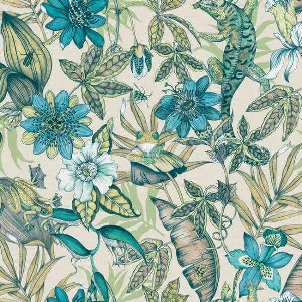 Rainforest Wallpaper- Cream/Green Multi