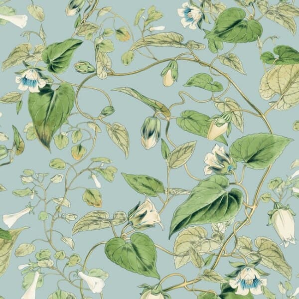 Moon Flower Wallpaper- Sky Blue