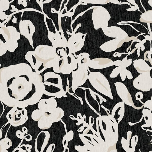 Brushstroke Floral Wallpaper- Black