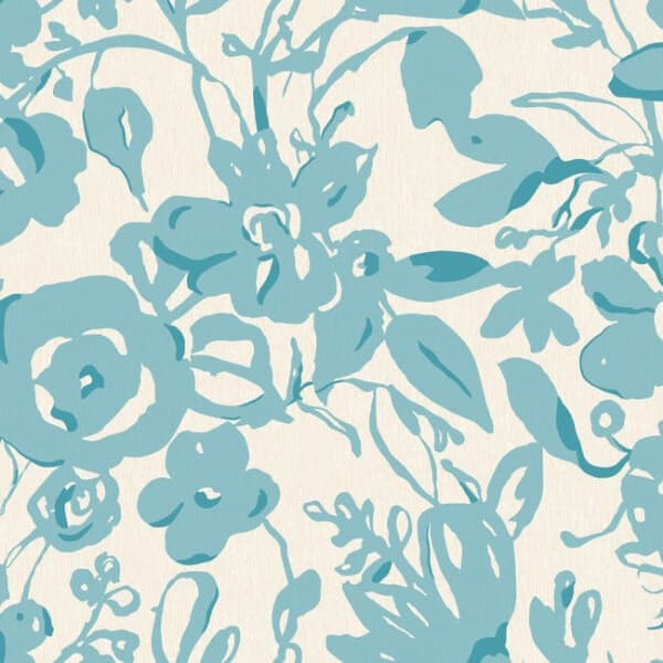 Brushstroke Floral Wallpaper- Aqua