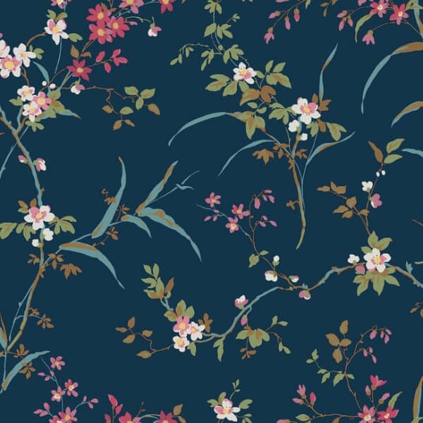 Blossom Branches Wallpaper- Navy