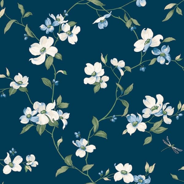 Dogwood Wallpaper- Navy