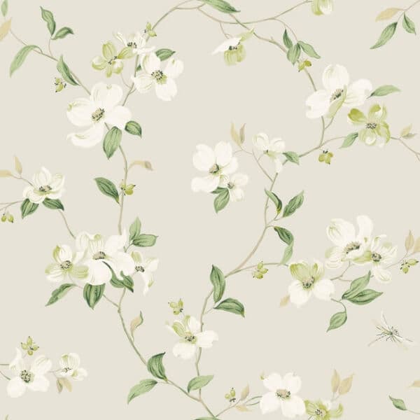 Dogwood Wallpaper- Light Grey