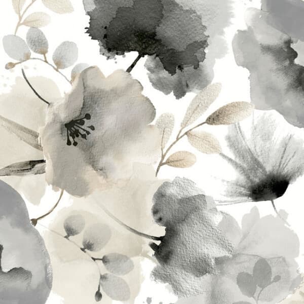 Watercolor Bouquet Wallpaper- Charcoal