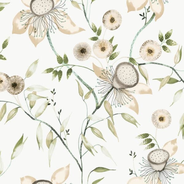 Dream Blossom Wallpaper- White/Green