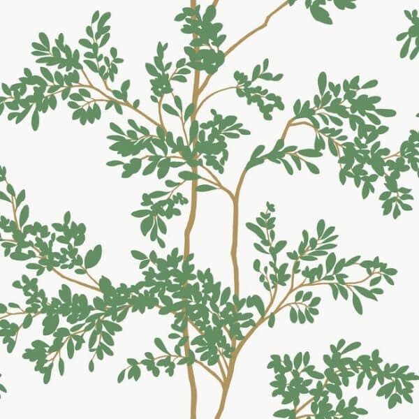 Lunaria Silhouette Wallpaper- White/Green