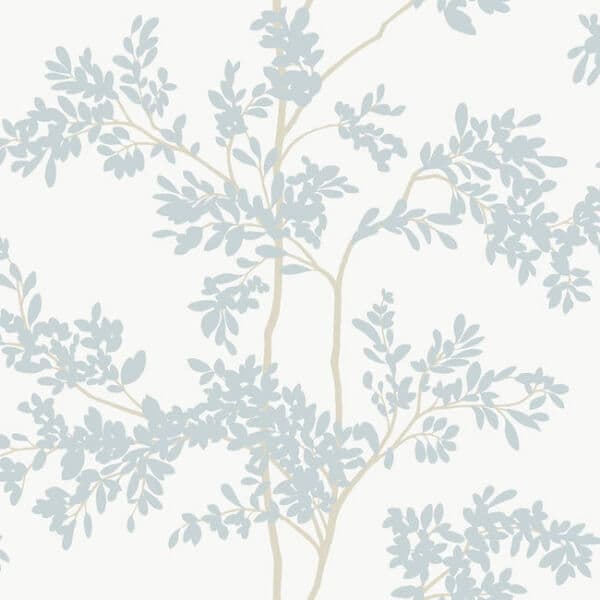 Lunaria Silhouette Wallpaper- White/Cloud Blue