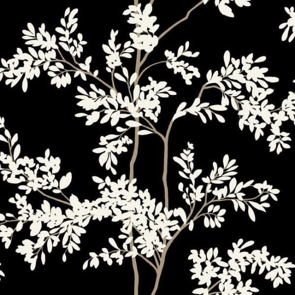 Lunaria Silhouette Wallpaper- Black/White