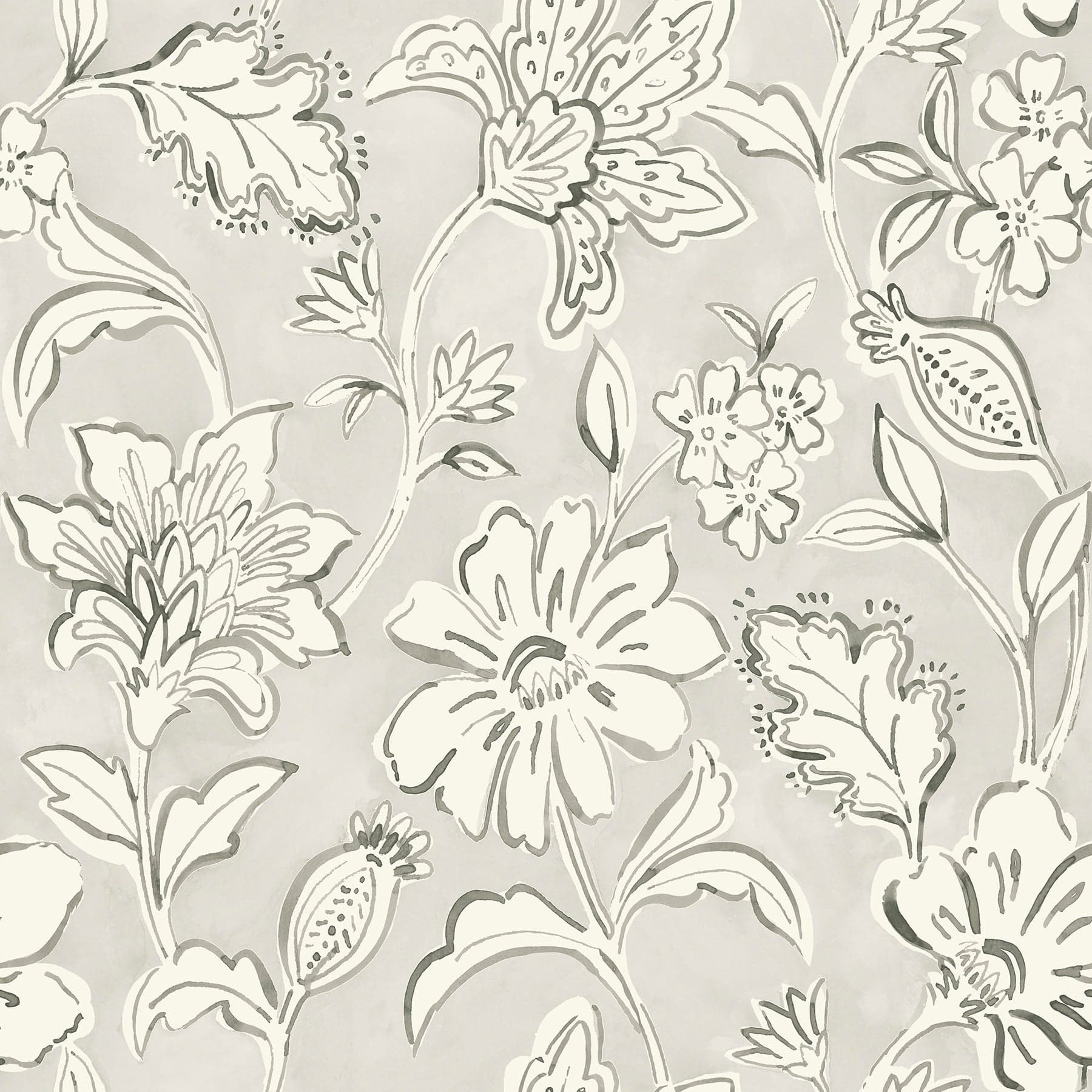 Chesapeake Plumeria Floral Trail Grey Wallpaper