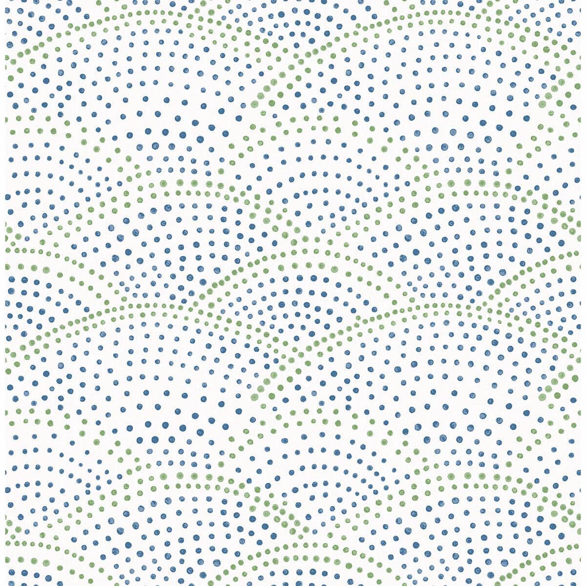 Bennett Blue Dotted Scallop Wallpaper