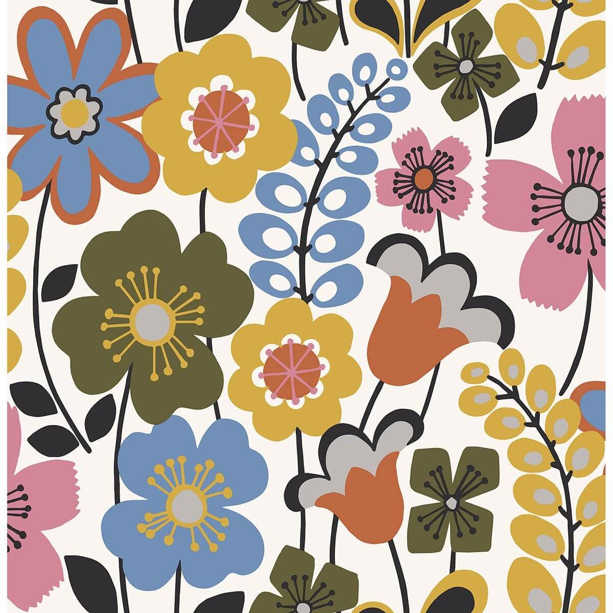 Piper Multicolor Floral Wallpaper