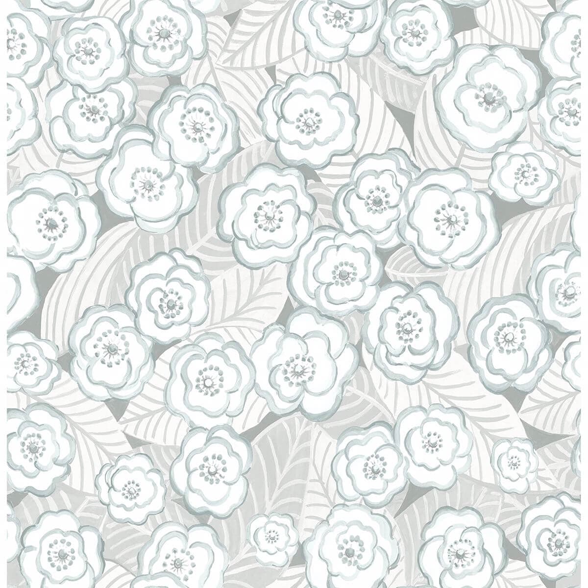Emery Light Blue Floral Wallpaper