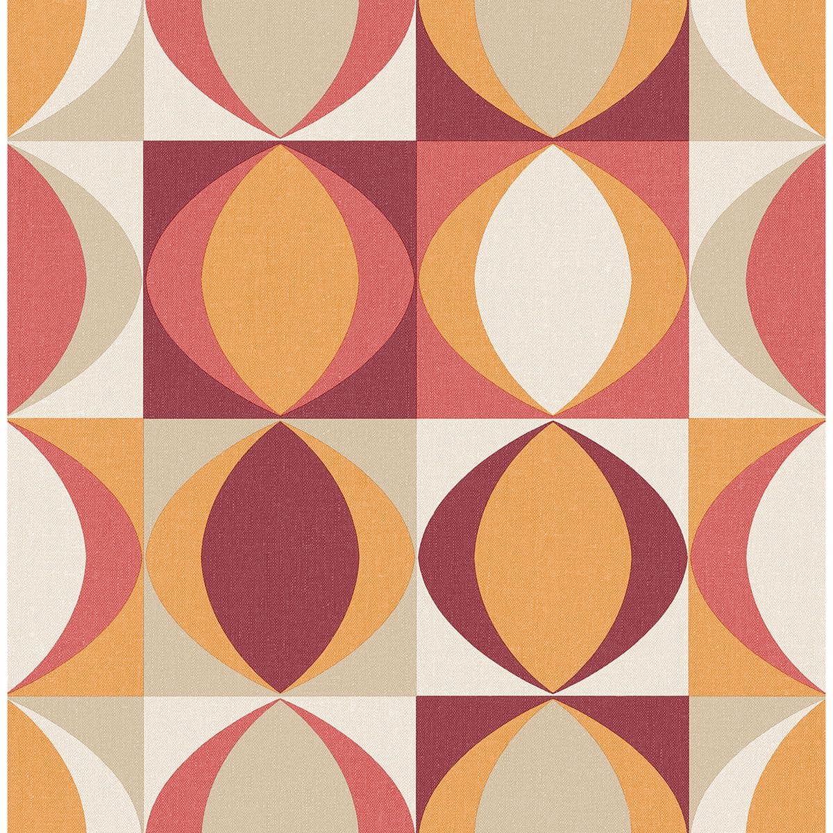 Archer Red Linen Geometric Wallpaper