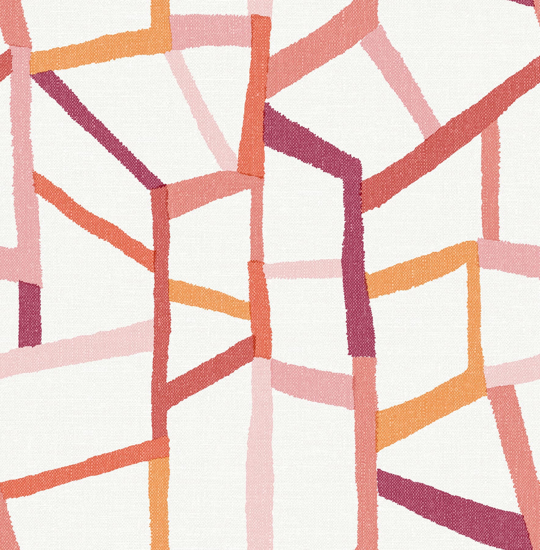 Tate Pink Geometric Linen Wallpaper