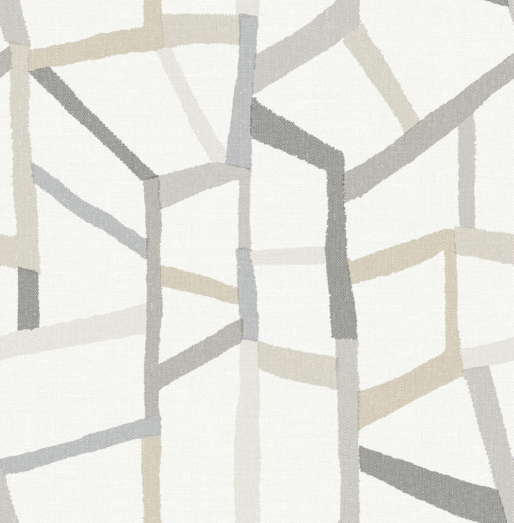 Tate Grey Geometric Linen Wallpaper