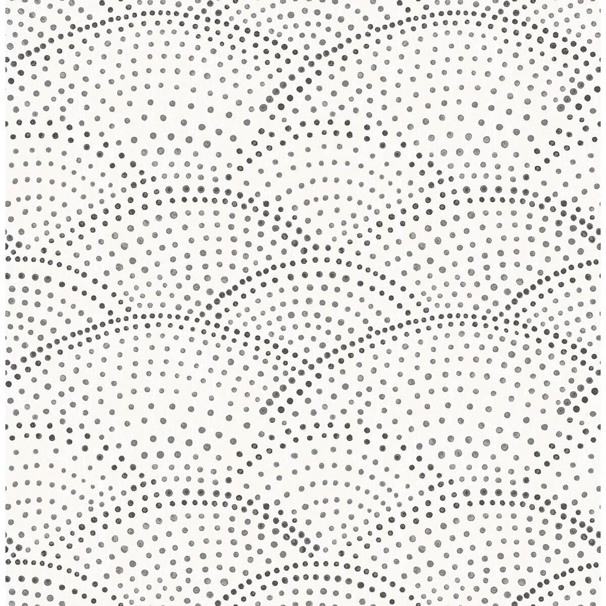 Bennett Charcoal Dotted Scallop Wallpaper