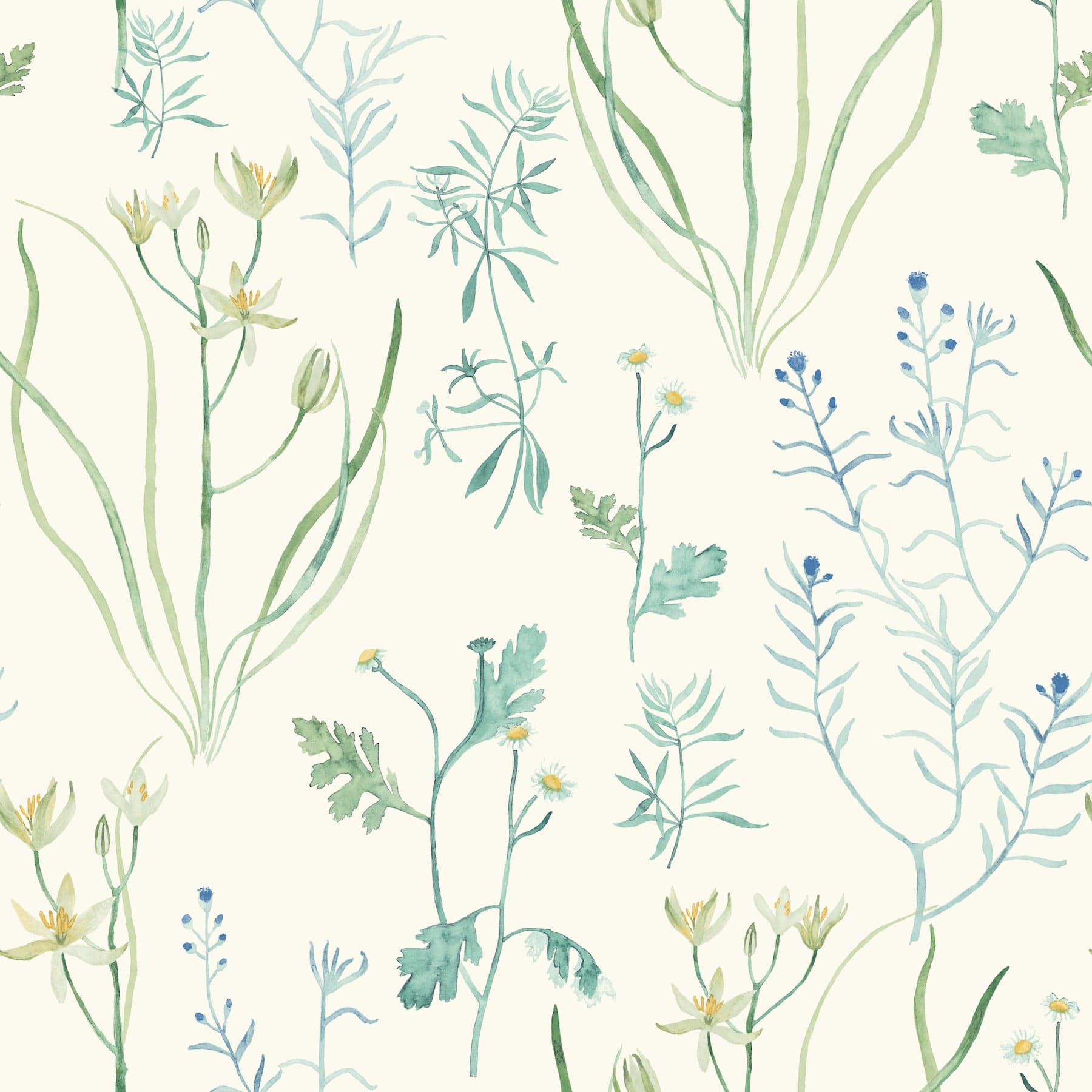 Alpine Botanical Blue Wallpaper