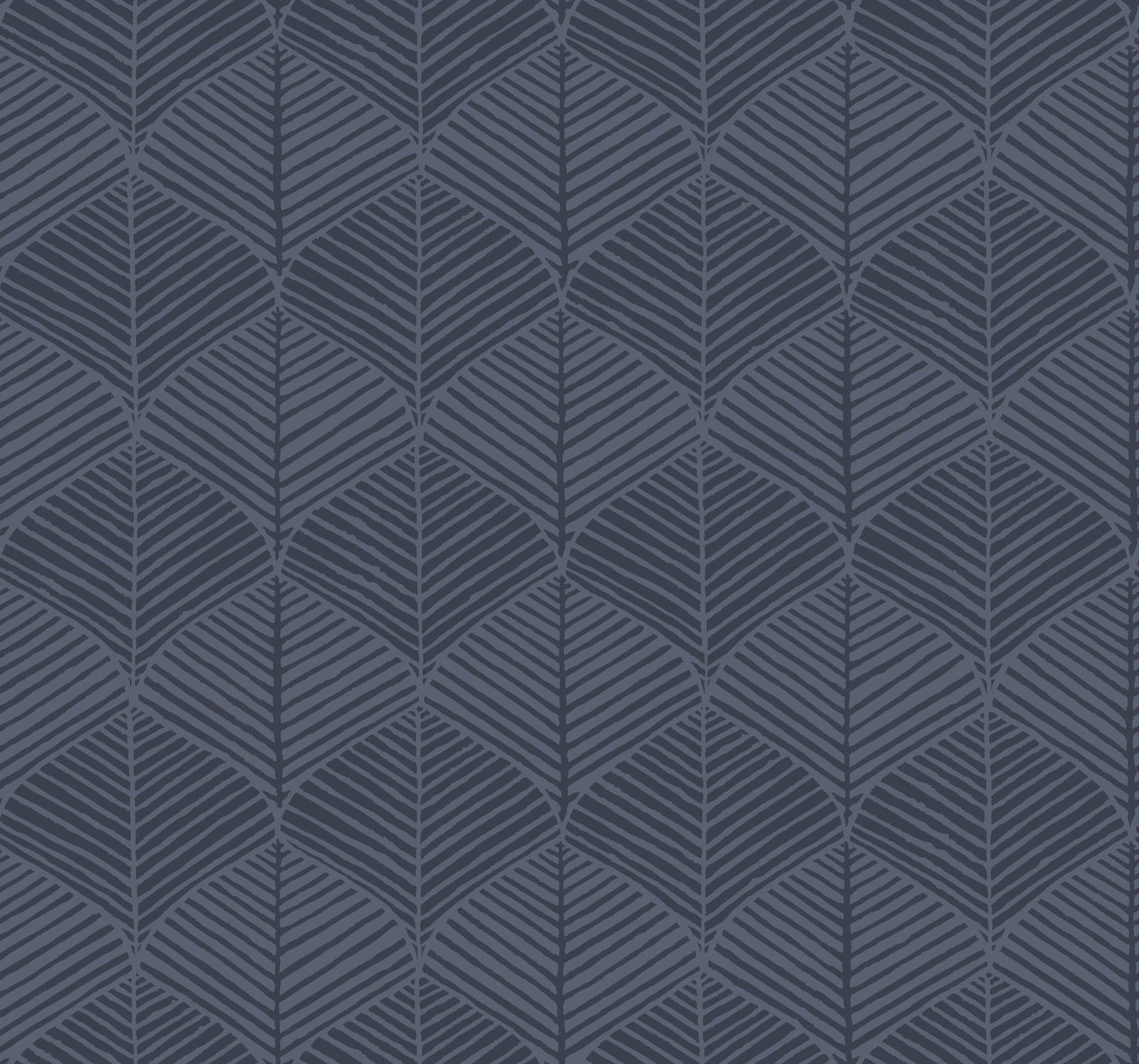 Palm Thatch Navy Wallpaper