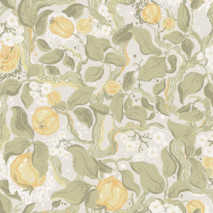 Kort Sage Fruit and Floral Wallpaper