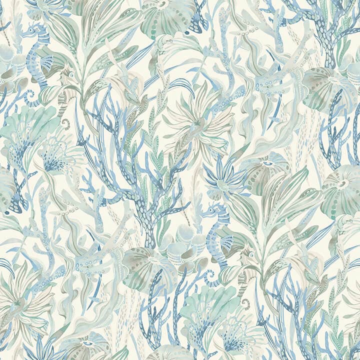 Kelp Garden Light Blue Tropical Reef Wallpaper