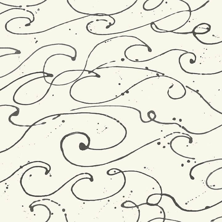Kuroshio Charcoal Ocean Wave Wallpaper