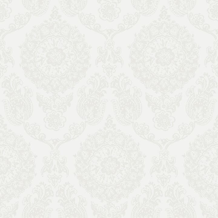 Helm Damask White Floral Medallion Wallpaper
