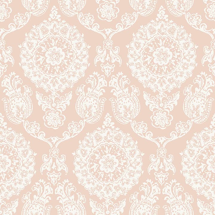 Helm Damask Blush Floral Medallion Wallpaper