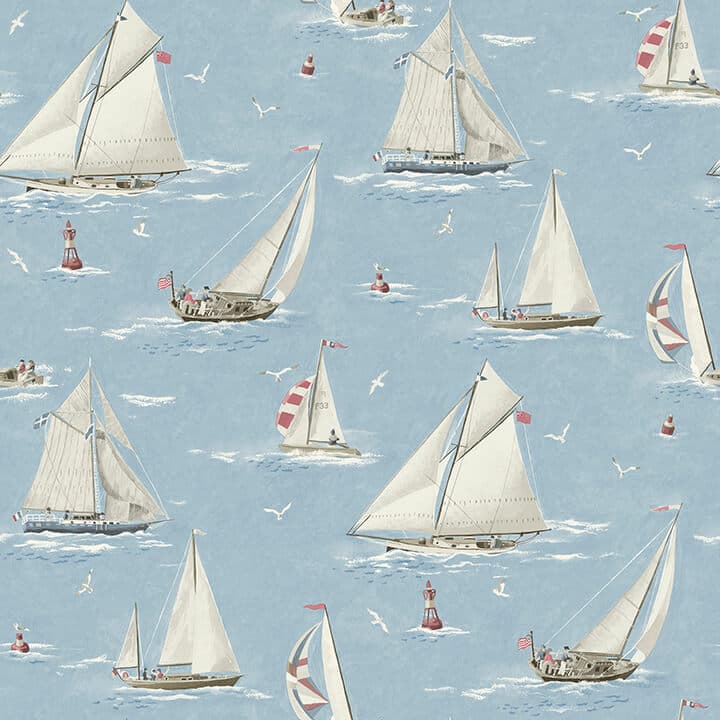 Leeward Light Blue Sailboat Wallpaper