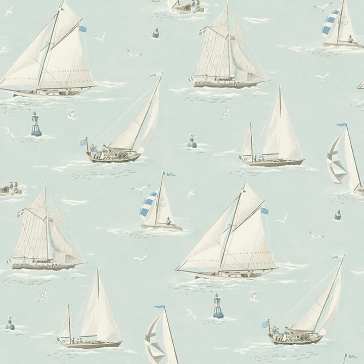 Leeward Aqua Sailboat Wallpaper