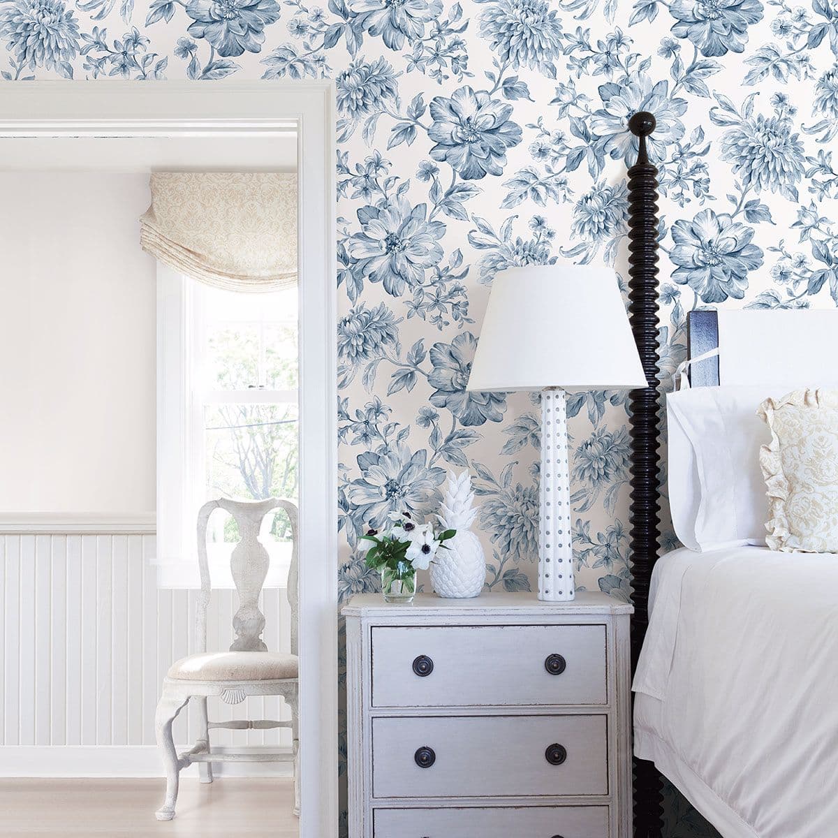 Gabriela Blue Floral Wallpaper