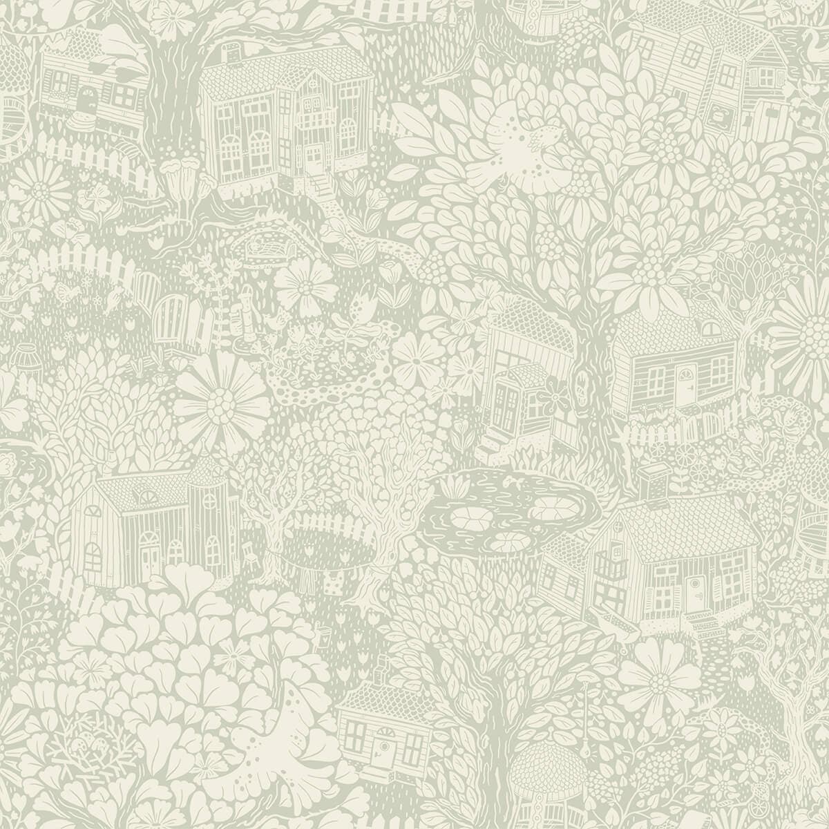 Bygga Bo Seafoam Woodland Village Wallpaper