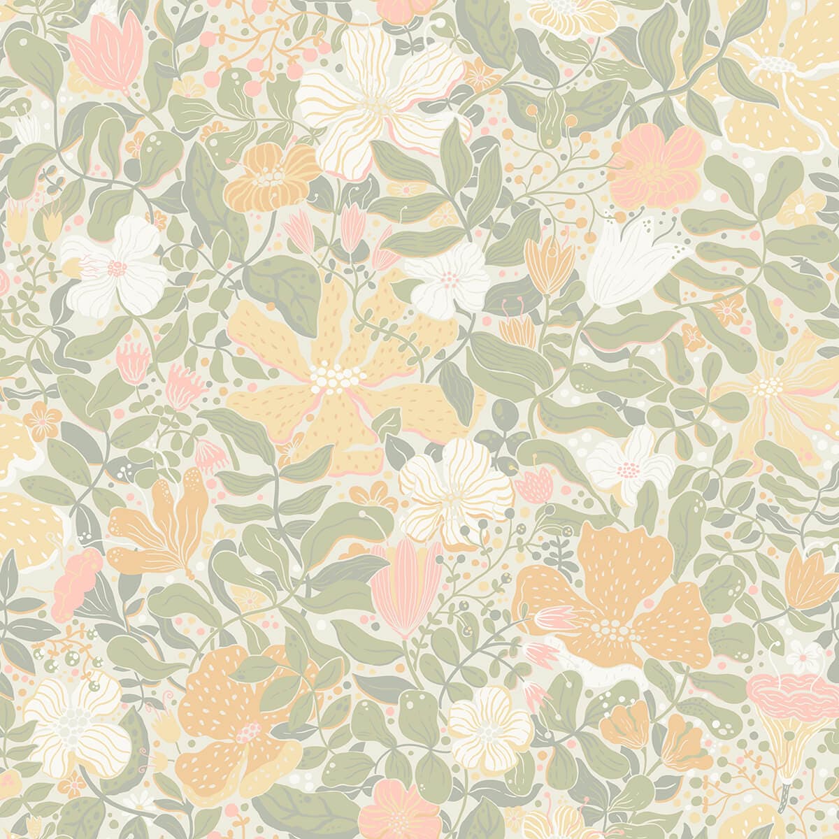 Midsommar Pastel Floral Medley Wallpaper