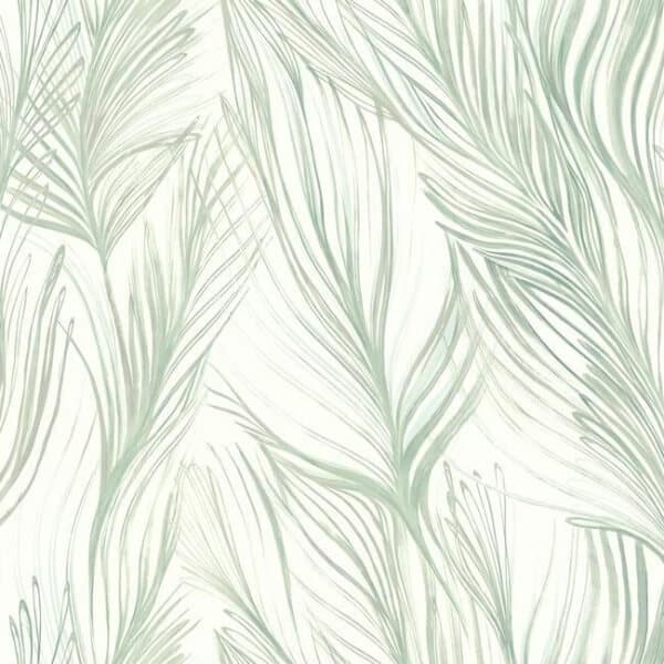 Peaceful Plume Wallpaper- Light Blue/Silver