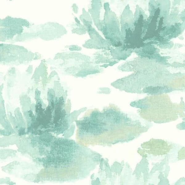 Water Lily Wallpaper- Clean Blue
