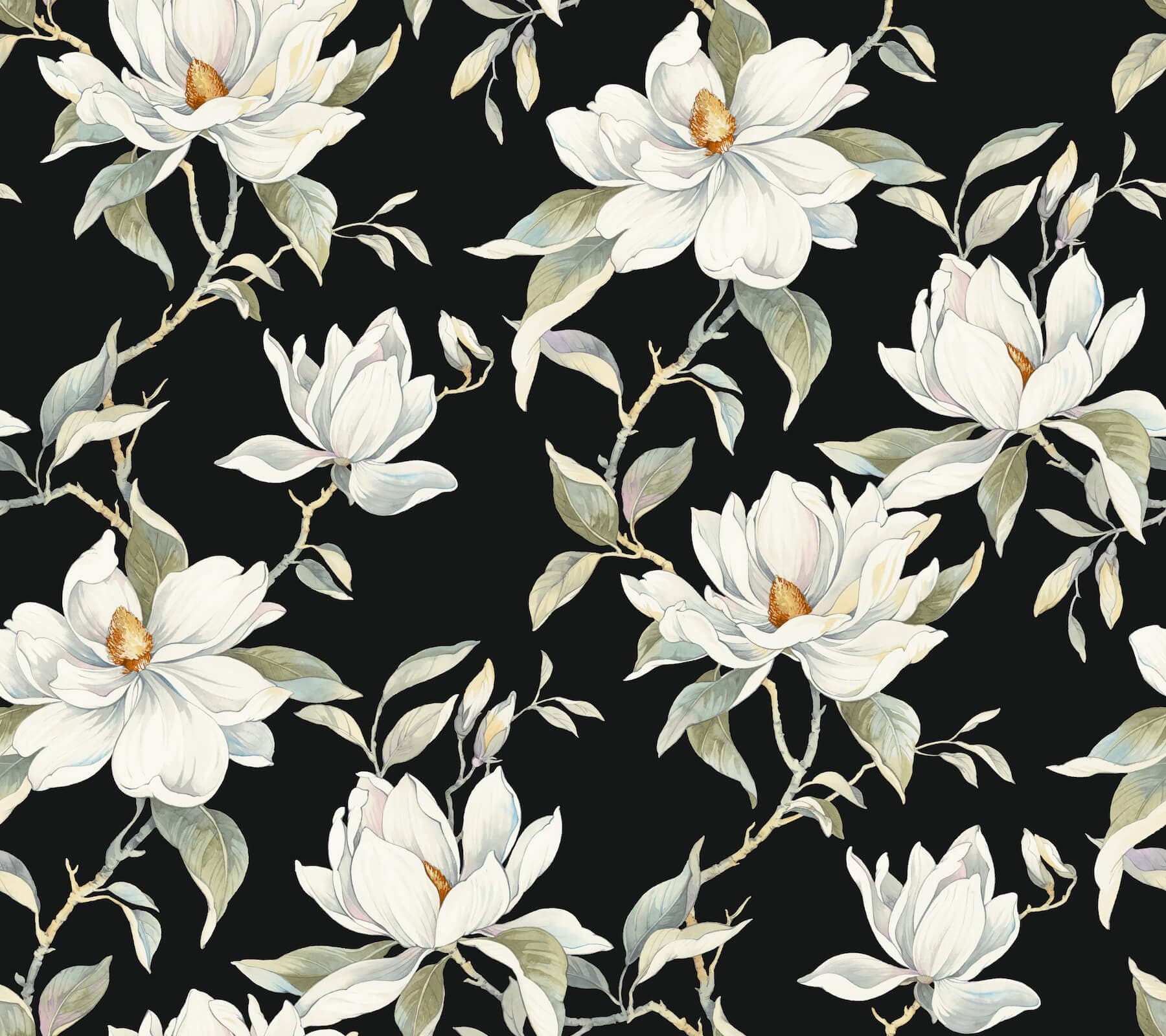 Garden Jewels Wallpaper- Black